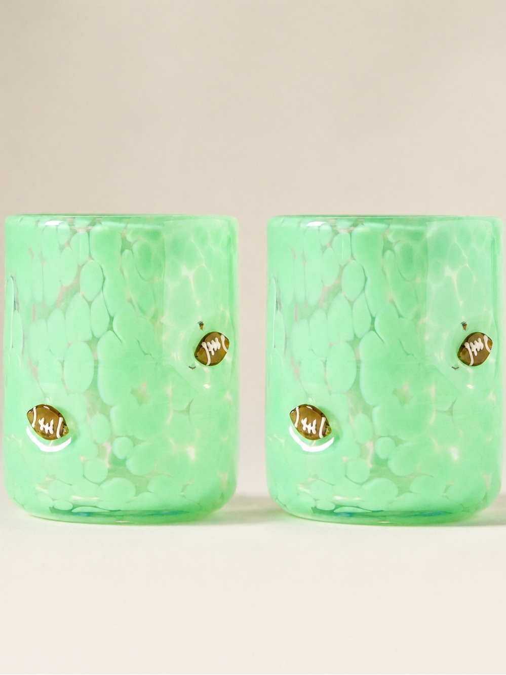Set of 2 Anthropologie MSU Green Icon Juice Glasses Michigan State New